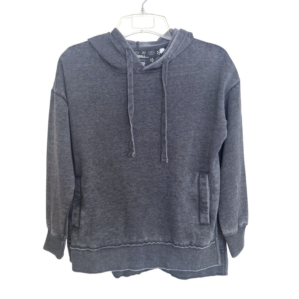 Turnrows Hoodie Women Small Gray Cotton Blend Mineral Wash Western Pullover NWT